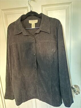 Vintage Faux Suede Black Button Up by Norton Fall Fashion Alternative